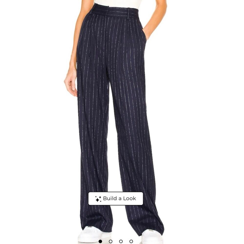 NWOT Favorite Daughter The Favorite Pant Pleat Pants in Navy Pinstripe SZ 4